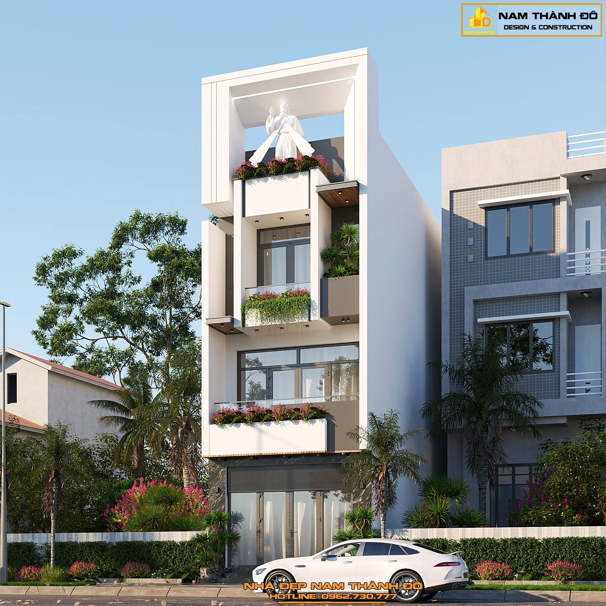 Nhà phố 3 tầng đẹp, hiện đại