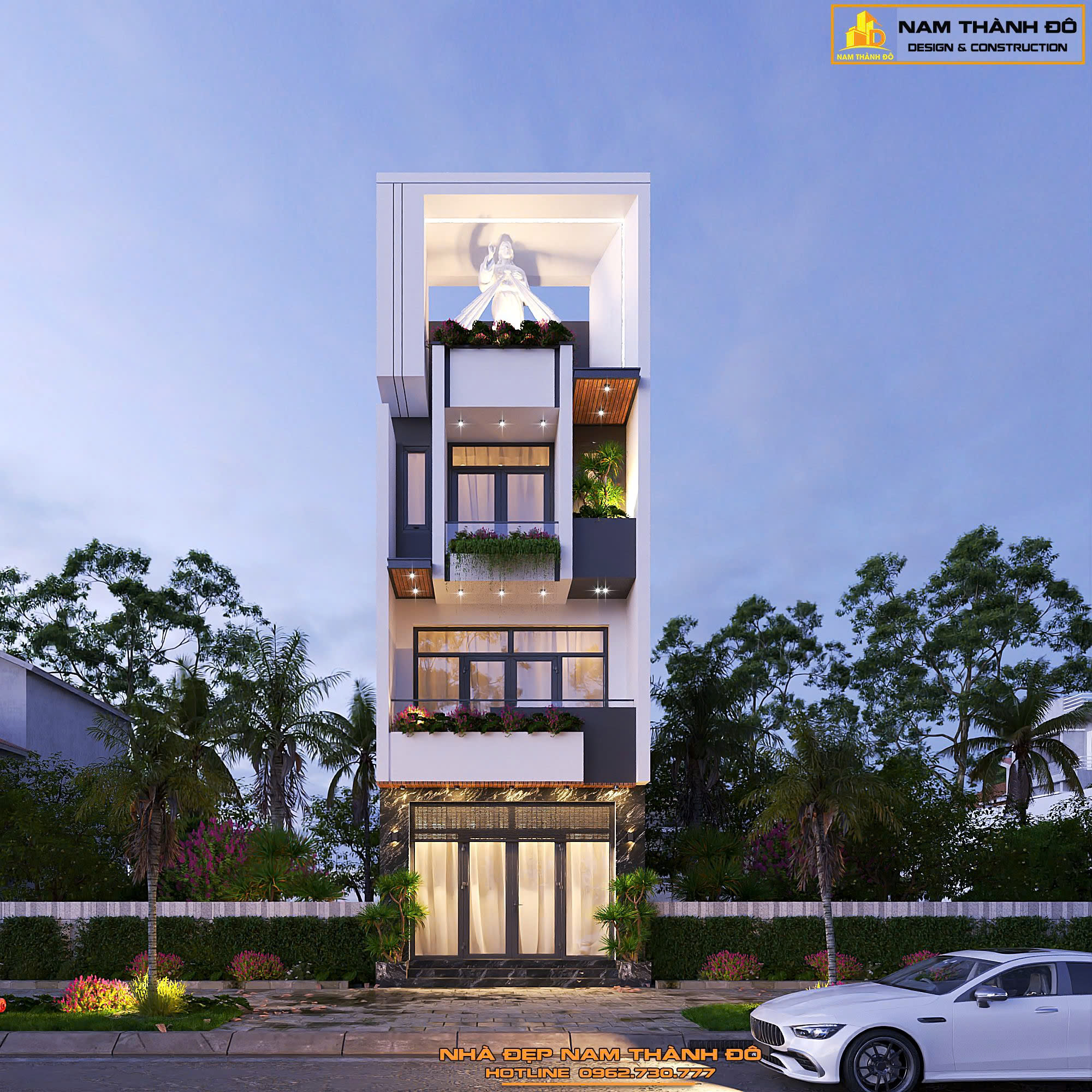 Nhà phố 3 tầng 1 tum hiện đại